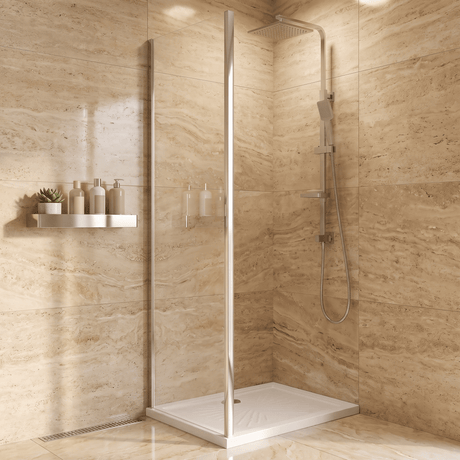 [BEETSP76] Almington 6mm Toughened Safety Glass Shower Side Panel - H: 1900mm - Choice of Size and Finish - Studio Shot