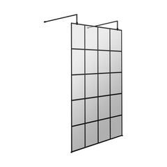 [BEFAF1000MB] Balterley Contemporary Bathroom 8mm Framed Wetroom Screen with Arms and Feet, Matt Black, 1950 x 700 x 14mm - Cutout
