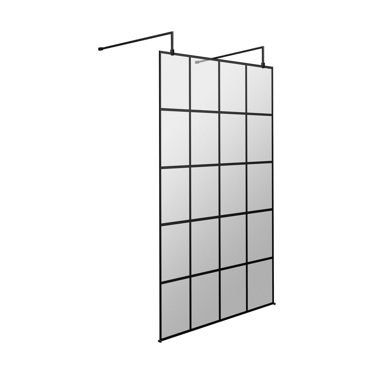 [BEFAF1100MB] Balterley Contemporary Bathroom 8mm Framed Wetroom Screen with Arms and Feet, Matt Black, 1950 x 700 x 14mm - Cutout