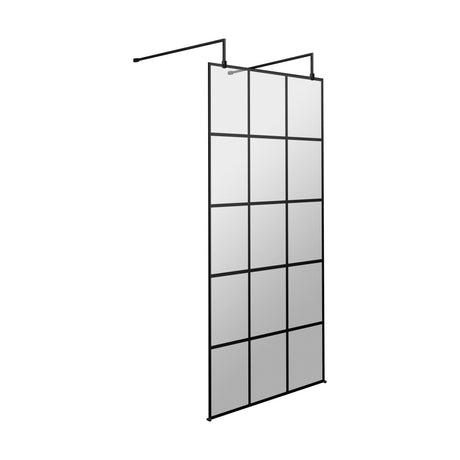 [BEFAF900MB] Balterley Contemporary Bathroom 8mm Framed Wetroom Screen with Arms and Feet, Matt Black, 1950 x 700 x 14mm - Cutout