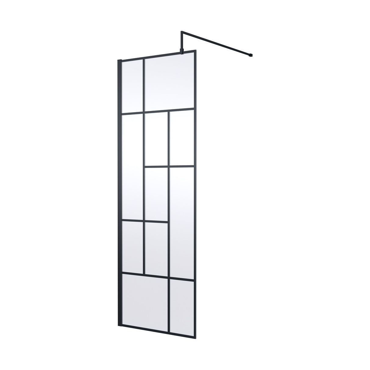 [BEFB070] Balterley Contemporary Bathroom Abstract Frame Design 8mm Glass Wetroom Screen, 1950 x 700 x 14mm, Matt Black - Cutout
