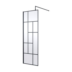 [BEFB070] Balterley Contemporary Bathroom Abstract Frame Design 8mm Glass Wetroom Screen, 1950 x 700 x 14mm, Matt Black - Cutout