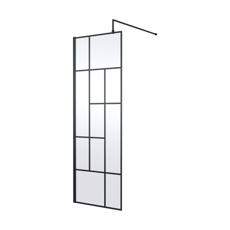 [BEFB070] Balterley Contemporary Bathroom Abstract Frame Design 8mm Glass Wetroom Screen, 1950 x 700 x 14mm, Matt Black - Cutout