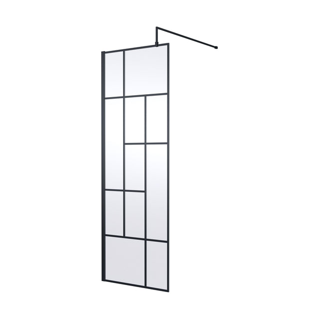 [BEFB070] Balterley Contemporary Bathroom Abstract Frame Design 8mm Glass Wetroom Screen, 1950 x 700 x 14mm, Matt Black - Cutout