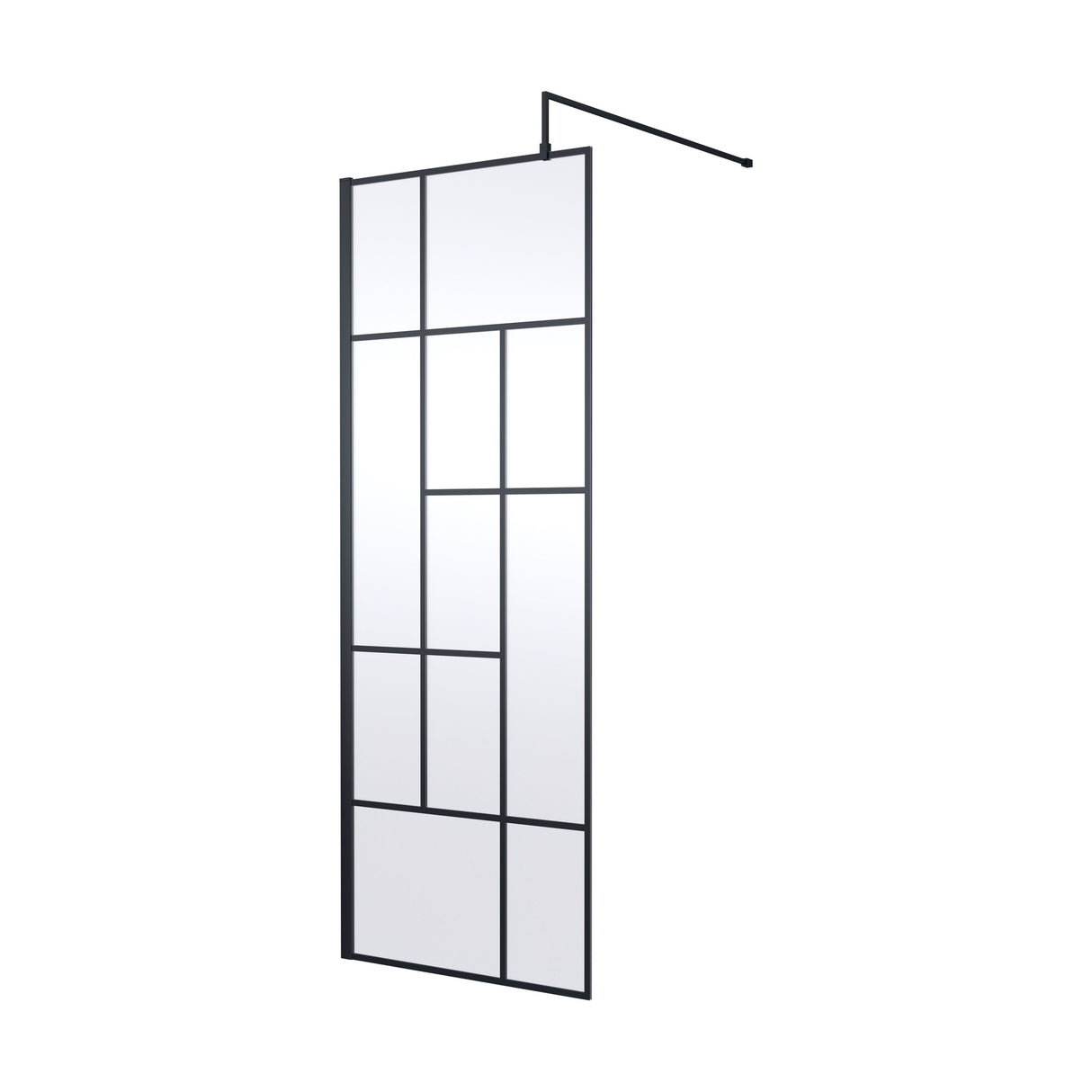 [BEFB076] Balterley Contemporary Bathroom Abstract Frame Design 8mm Glass Wetroom Screen, 1950 x 700 x 14mm, Matt Black - Cutout