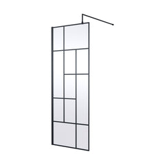 [BEFB076] Balterley Contemporary Bathroom Abstract Frame Design 8mm Glass Wetroom Screen, 1950 x 700 x 14mm, Matt Black - Cutout