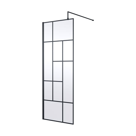[BEFB076] Balterley Contemporary Bathroom Abstract Frame Design 8mm Glass Wetroom Screen, 1950 x 700 x 14mm, Matt Black - Cutout