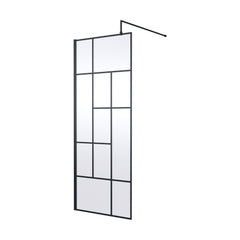 [BEFB080] Balterley Contemporary Bathroom Abstract Frame Design 8mm Glass Wetroom Screen, 1950 x 700 x 14mm, Matt Black - Cutout