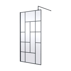 [BEFB10] Balterley Contemporary Bathroom Abstract Frame Design 8mm Glass Wetroom Screen, 1950 x 700 x 14mm, Matt Black - Cutout