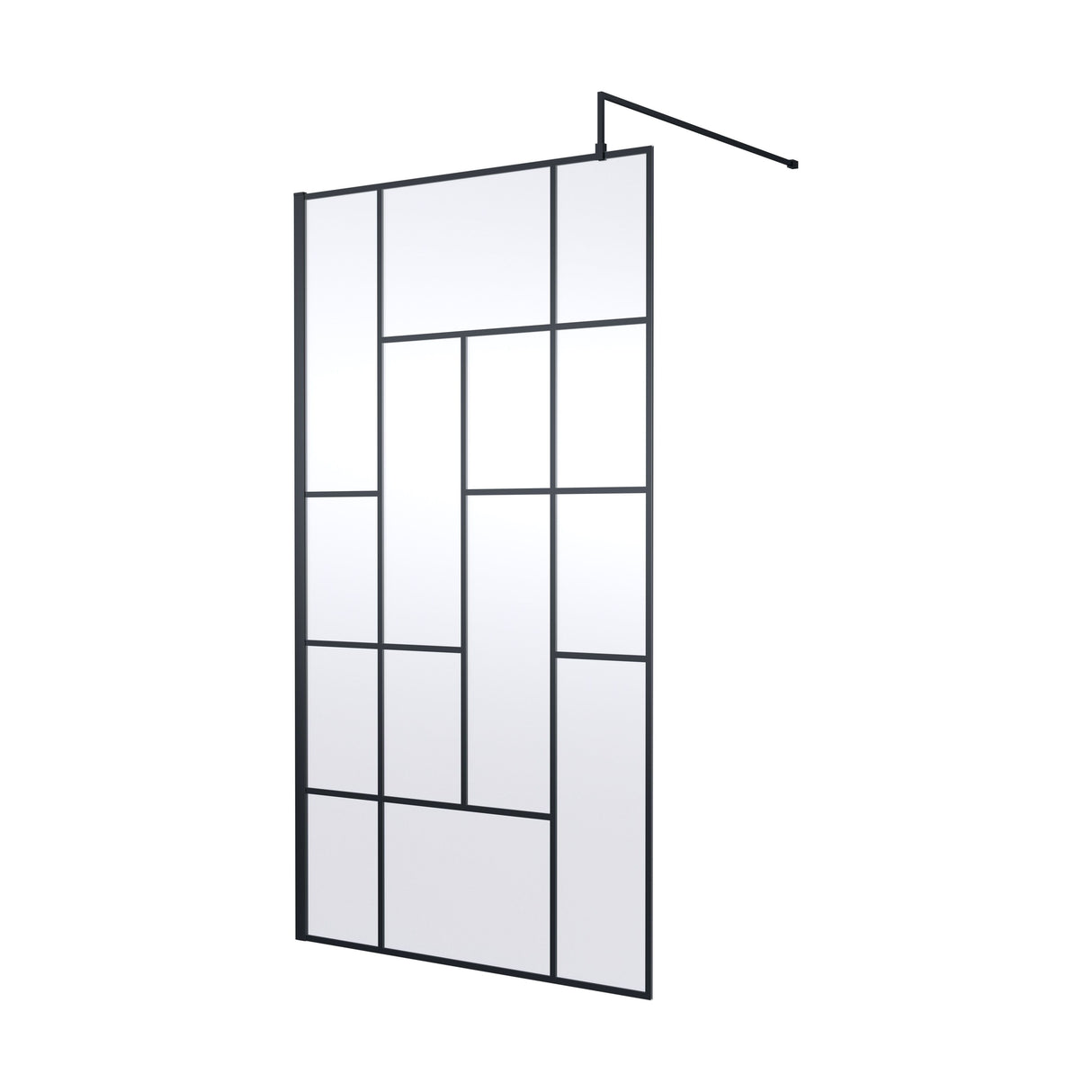 [BEFB11] Balterley Contemporary Bathroom Abstract Frame Design 8mm Glass Wetroom Screen, 1950 x 700 x 14mm, Matt Black - Cutout