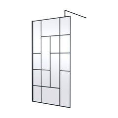 [BEFB11] Balterley Contemporary Bathroom Abstract Frame Design 8mm Glass Wetroom Screen, 1950 x 700 x 14mm, Matt Black - Cutout