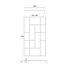 [BEFB11] Balterley Contemporary Bathroom Abstract Frame Design 8mm Glass Wetroom Screen, 1950 x 700 x 14mm, Matt Black - Technical Drawing