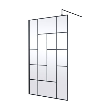 [BEFB12] Balterley Contemporary Bathroom Abstract Frame Design 8mm Glass Wetroom Screen, 1950 x 700 x 14mm, Matt Black - Cutout