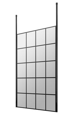 [BEFCP1000MB] Balterley Contemporary Bathroom 8mm Profile Wetroom Screen with Ceiling Posts, Matt Black, 1950 x 700 x 14mm - Cutout