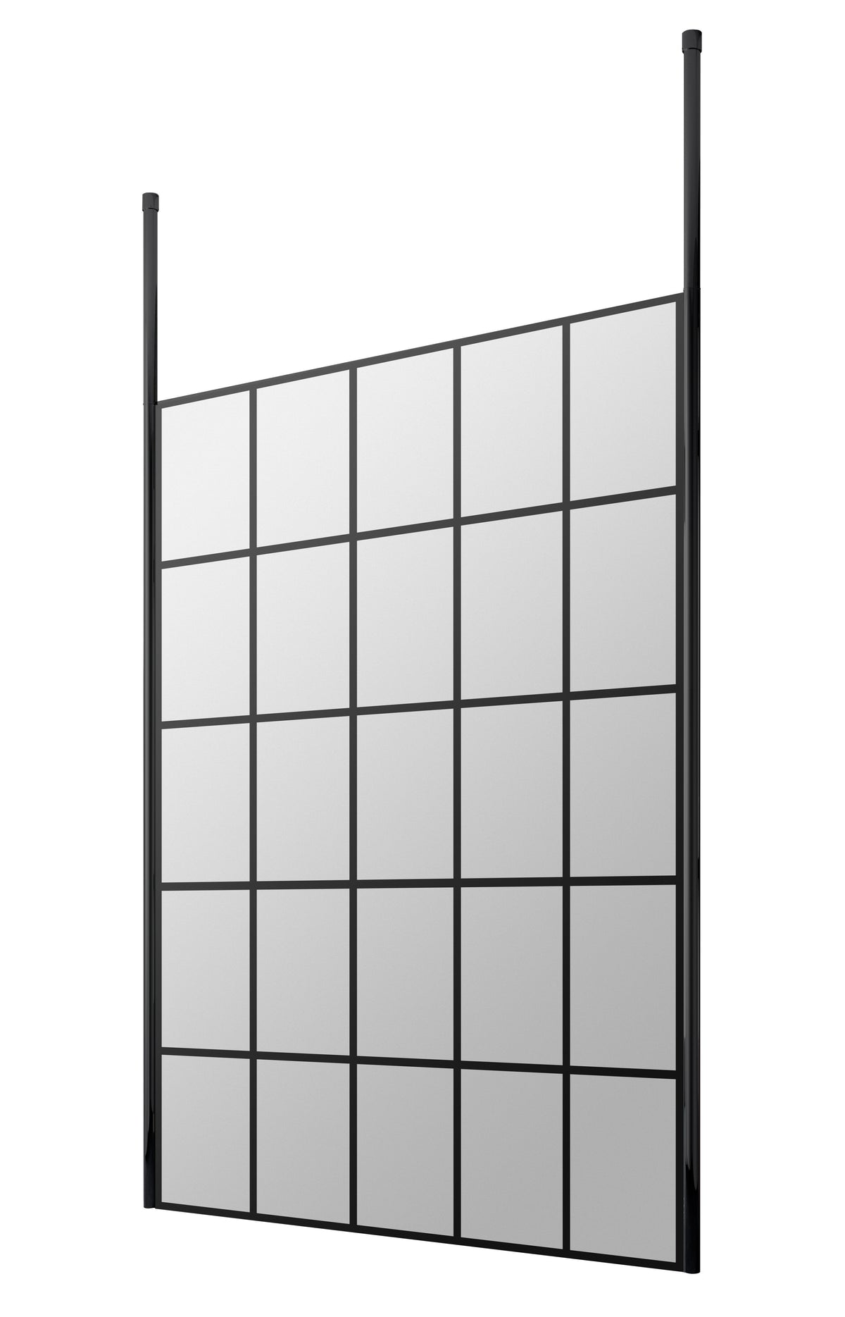 [BEFCP1400MB] Balterley Contemporary Bathroom 8mm Profile Wetroom Screen with Ceiling Posts, Matt Black, 1950 x 700 x 14mm - Cutout