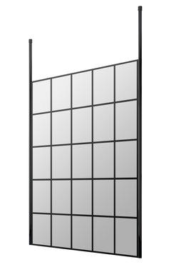 [BEFCP1400MB] Balterley Contemporary Bathroom 8mm Profile Wetroom Screen with Ceiling Posts, Matt Black, 1950 x 700 x 14mm - Cutout