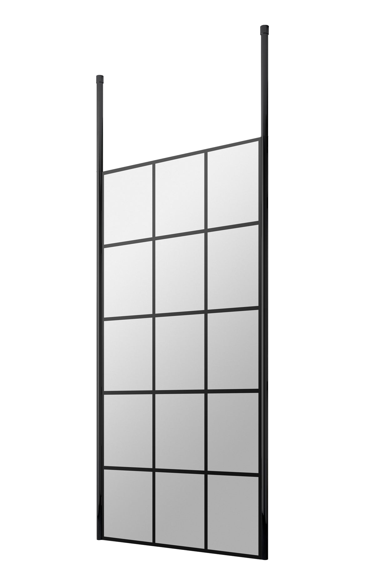 [BEFCP900MB] Balterley Contemporary Bathroom 8mm Profile Wetroom Screen with Ceiling Posts, Matt Black, 1950 x 700 x 14mm - Cutout