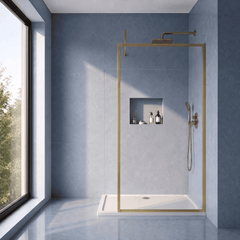 [BEFF1000BB] Bilbrook 8mm Toughened Safety Glass Full Outer Framed Wetroom Screen with Support Arm, H: 1950mm, Choice of Size and Colour - Silo