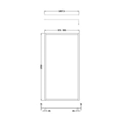 [BEFF1000MB] Balterley Contemporary Bathroom 8mm Glass Full Outer Frame Wetroom Screen, Matt Black, 1950 x 1000 x 8mm - Technical Drawing