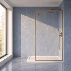 [BEFF1200BB] Bilbrook 8mm Toughened Safety Glass Full Outer Framed Wetroom Screen with Support Arm, H: 1950mm, Choice of Size and Colour - Silo