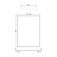 [BEFF1400BB] Balterley Contemporary Bathroom 8mm Glass Full Outer Frame Wetroom Screen, Brushed Brass, 1950 x 1400 x 1000mm - Technical Drawing
