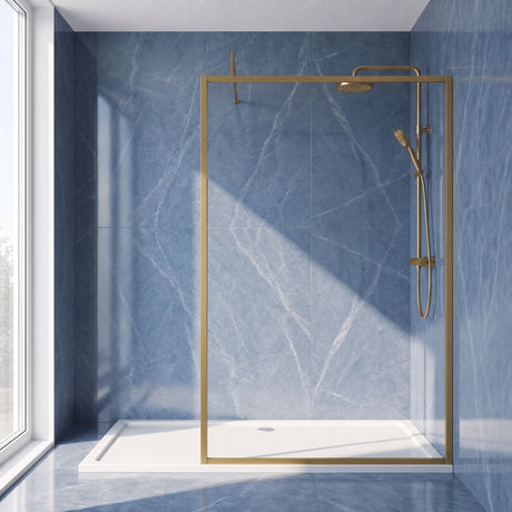 [BEFF1400BB] Bilbrook 8mm Toughened Safety Glass Full Outer Framed Wetroom Screen with Support Arm, H: 1950mm, Choice of Size and Colour - Silo