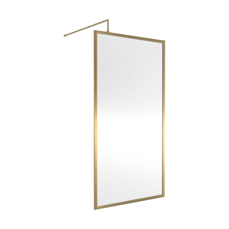 [BEFF1810BB] Balterley 8mm Toughened Safety Glass Wetroom Screen with Support Bar: 1000 mm Brushed Brass - Cutout