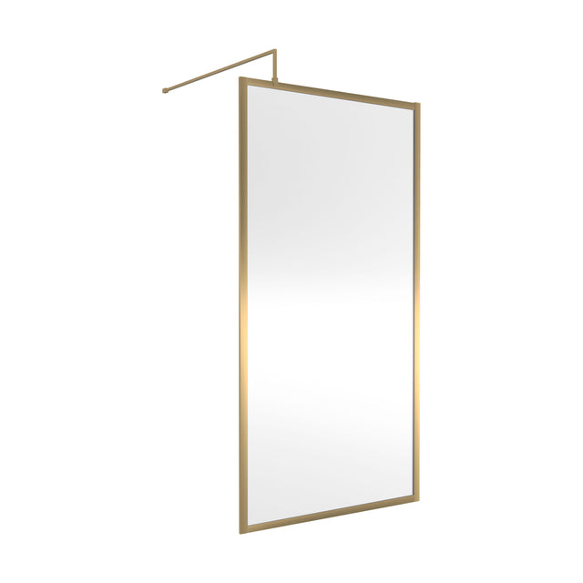 [BEFF1810BB] Balterley 8mm Toughened Safety Glass Wetroom Screen with Support Bar: 1000 mm Brushed Brass - Cutout