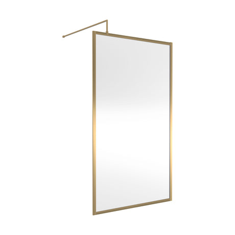 [BEFF1811BB] Balterley 8mm Toughened Safety Glass Wetroom Screen with Support Bar: 1100mm Brushed Brass - Cutout