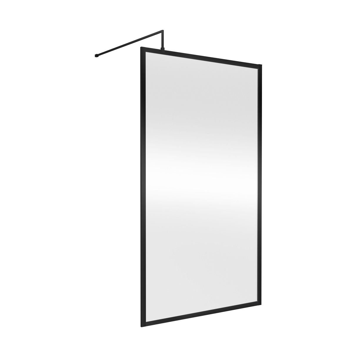 [BEFF1811BP] Bilbrook Contemporary 8mm Toughened Safety Glass Outer Framed Wetroom Screen with Support Arm, H: 1850mm, Choice of Size and Finish - Cutout