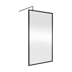 [BEFF1811BP] Bilbrook Contemporary 8mm Toughened Safety Glass Outer Framed Wetroom Screen with Support Arm, H: 1850mm, Choice of Size and Finish - Cutout