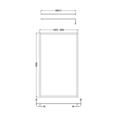 [BEFF1811BP] Balterley 8mm Toughened Safety Glass Wetroom Screen with Support Bar: 1100mm, Black - Technical Drawing