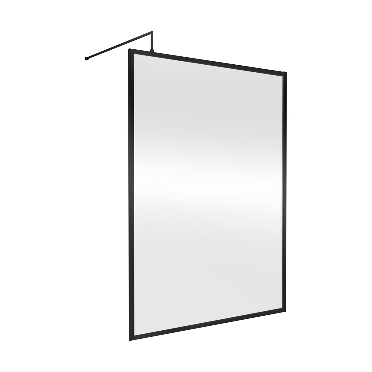 [BEFF1814BP] Bilbrook Contemporary 8mm Toughened Safety Glass Outer Framed Wetroom Screen with Support Arm, H: 1850mm, Choice of Size and Finish - Cutout