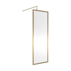 [BEFF1870BB] Balterley 8mm Toughened Safety Glass Wetroom Screen with Support Bar: 700mm Brushed Brass - Cutout