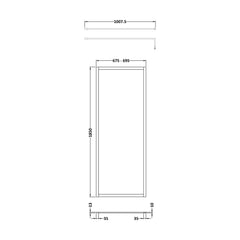 [BEFF1870BP] Balterley 8mm Toughened Safety Glass Wetroom Screen with Support Bar: 700mm, Black - Technical Drawing