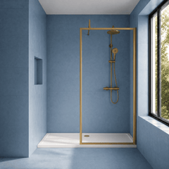 [BEFF1876BB] Bilbrook Contemporary 8mm Toughened Safety Glass Outer Framed Wetroom Screen with Support Arm, H: 1850mm, Choice of Size and Finish - Silo