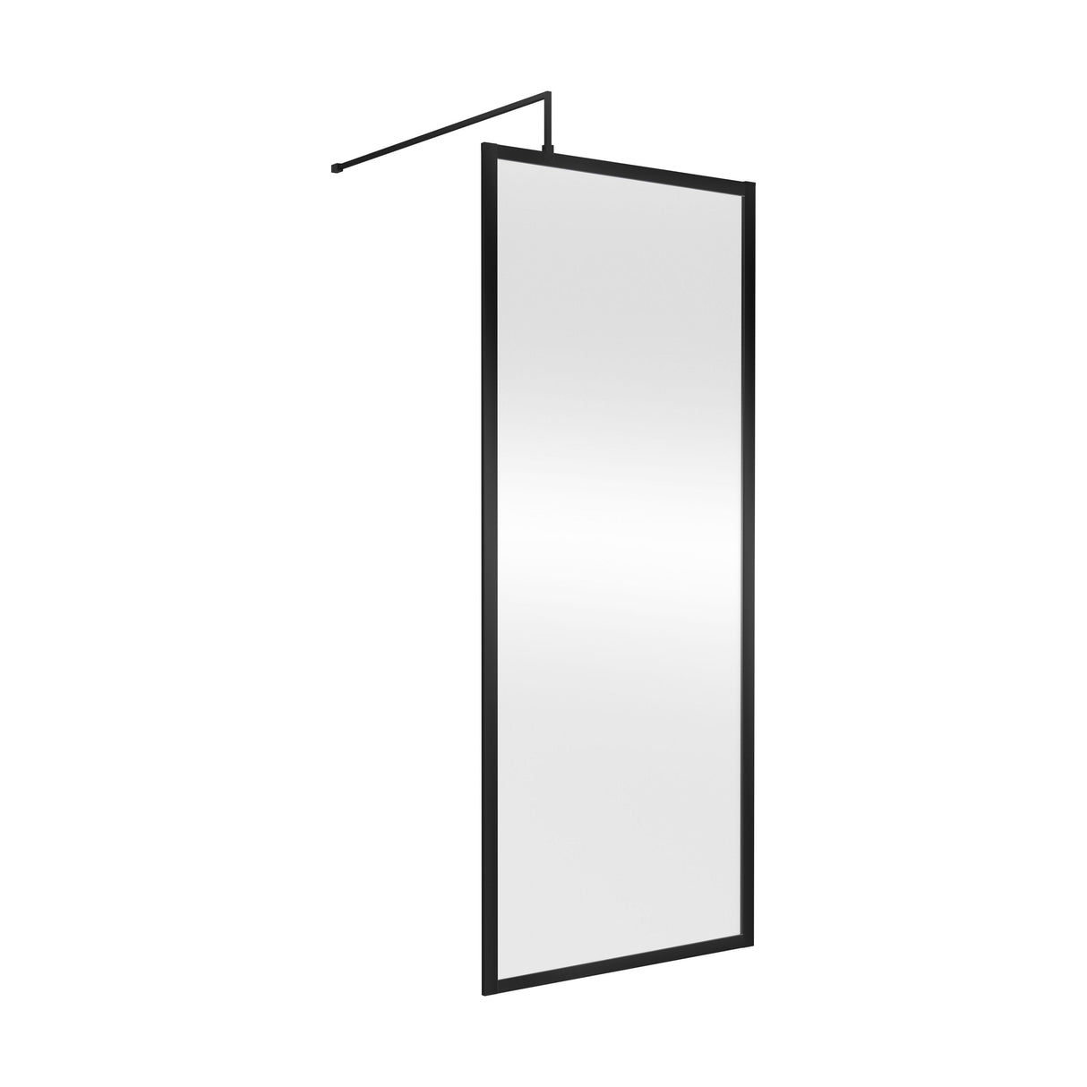 [BEFF1876BP] Bilbrook Contemporary 8mm Toughened Safety Glass Outer Framed Wetroom Screen with Support Arm, H: 1850mm, Choice of Size and Finish - Cutout