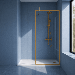 [BEFF1880BB] Bilbrook Contemporary 8mm Toughened Safety Glass Outer Framed Wetroom Screen with Support Arm, H: 1850mm, Choice of Size and Finish - Silo