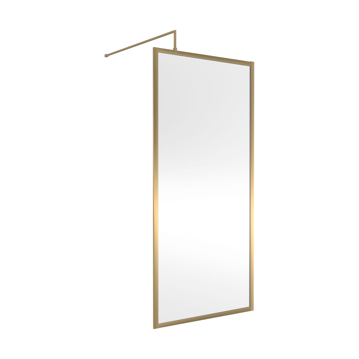 [BEFF1890BB] Balterley 8mm Toughened Safety Glass Wetroom Screen with Support Bar: 900mm, Brushed Brass - Cutout