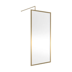[BEFF1890BB] Balterley 8mm Toughened Safety Glass Wetroom Screen with Support Bar: 900mm, Brushed Brass - Cutout