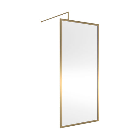 [BEFF1890BB] Bilbrook Contemporary 8mm Toughened Safety Glass Outer Framed Wetroom Screen with Support Arm, H: 1850mm, Choice of Size and Finish - Cutout