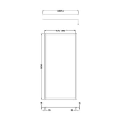 [BEFF1890BB] Balterley 8mm Toughened Safety Glass Wetroom Screen with Support Bar: 900mm, Brushed Brass - Technical Drawing