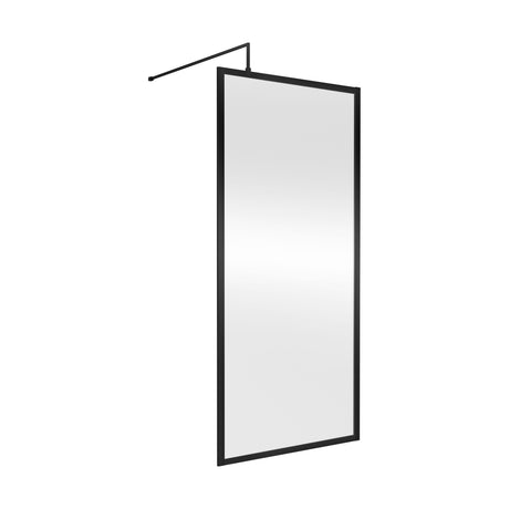 [BEFF1890BP] Bilbrook Contemporary 8mm Toughened Safety Glass Outer Framed Wetroom Screen with Support Arm, H: 1850mm, Choice of Size and Finish - Cutout