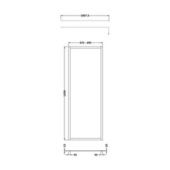 [BEFF700MB] Bilbrook 8mm Toughened Safety Glass Full Outer Framed Wetroom Screen with Support Arm, H: 1950mm, Choice of Size and Colour - Technical Drawing