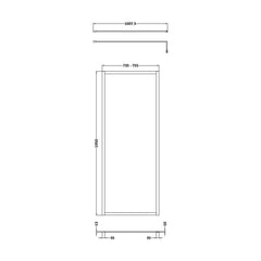 [BEFF760MB] Bilbrook 8mm Toughened Safety Glass Full Outer Framed Wetroom Screen with Support Arm, H: 1950mm, Choice of Size and Colour - Technical Drawing
