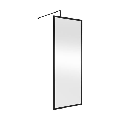 [BEFF800MB] Bilbrook 8mm Toughened Safety Glass Full Outer Framed Wetroom Screen with Support Arm, H: 1950mm, Choice of Size and Colour - Cutout