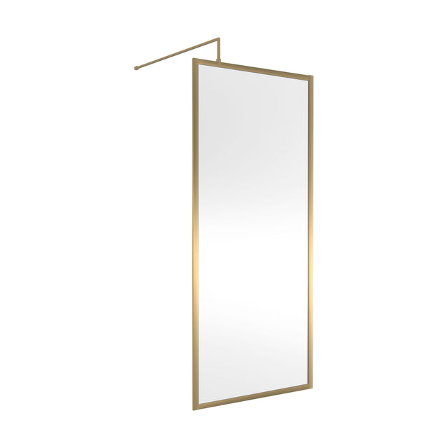 [BEFF900BB] Balterley Contemporary Bathroom 8mm Glass Full Outer Frame Wetroom Screen, Brushed Brass, 1950 x 900 x 1000mm - Cutout