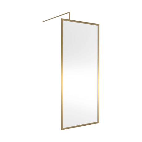 [BEFF900BB] Bilbrook 8mm Toughened Safety Glass Full Outer Framed Wetroom Screen with Support Arm, H: 1950mm, Choice of Size and Colour - Cutout