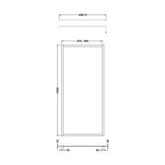 [BEFF900BB] Bilbrook 8mm Toughened Safety Glass Full Outer Framed Wetroom Screen with Support Arm, H: 1950mm, Choice of Size and Colour - Technical Drawing
