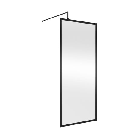[BEFF900MB] Bilbrook 8mm Toughened Safety Glass Full Outer Framed Wetroom Screen with Support Arm, H: 1950mm, Choice of Size and Colour - Cutout